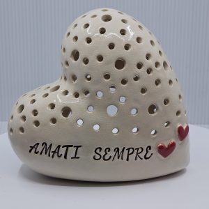 Cuore Portacandele in ceramica